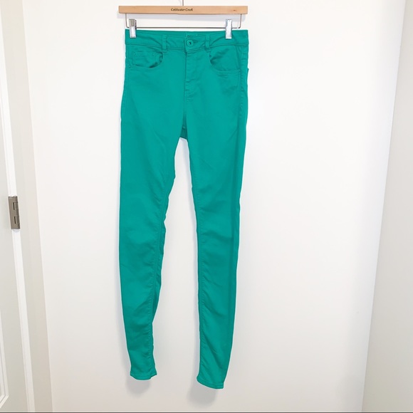ASOS Ridley High Waist Ultra Skinny Green Jeans-4L - Picture 4 of 10